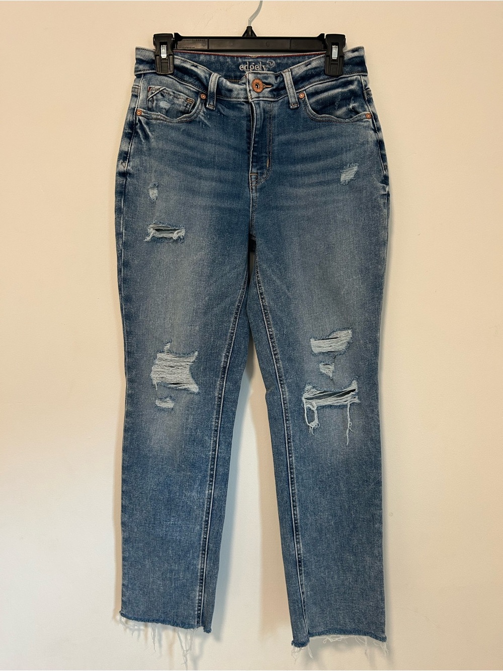 Edgely High-Rise Straight Leg Jeans in Blue